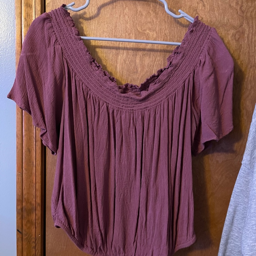 mauve off the shoulder top